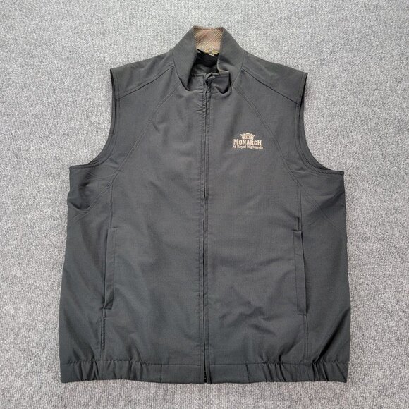 Monterey Club‎ Vest Mens Medium Black Full Zip The Monarch Royal Highlands Golf - Picture 1 of 9